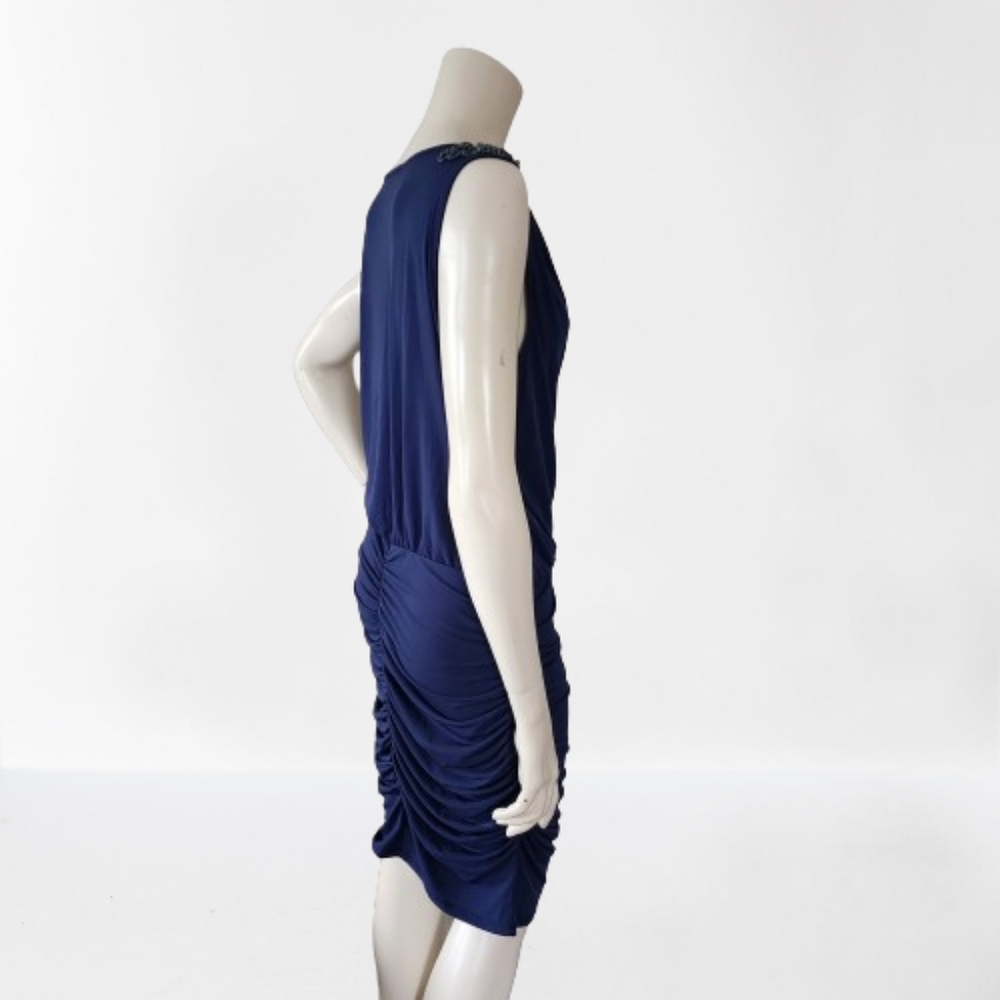 Venus Dress Womens L Navy Blue Sleeveless Ruched - Picture 6 of 9